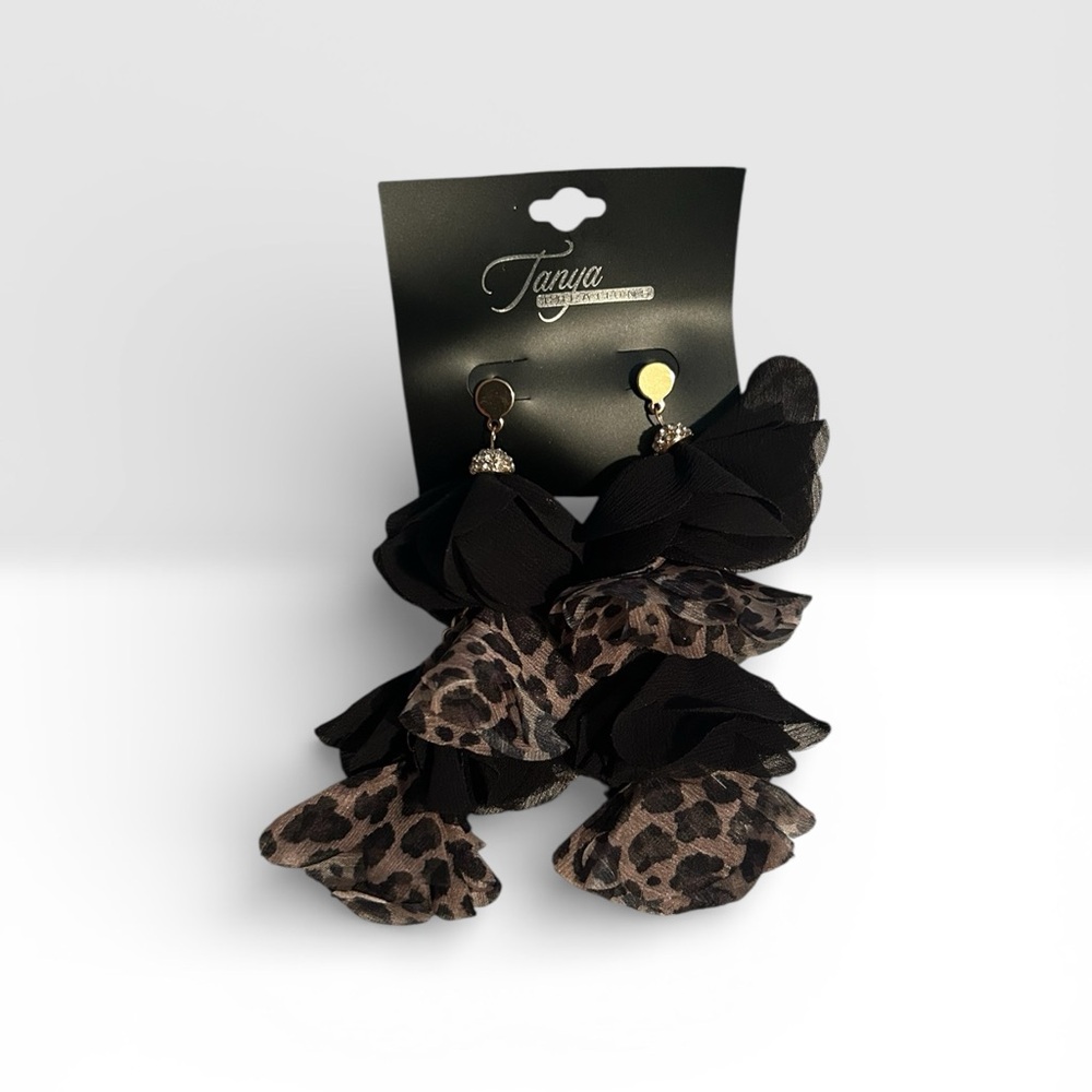 Chiffon petals with crystal accents and gold-tone metal base Tanya Creations